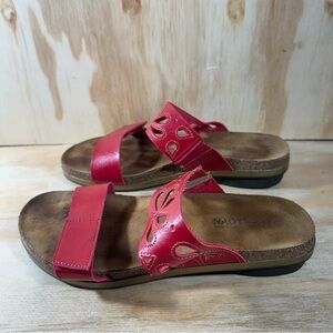 Naot  Red Leather Two-Strap Slide Sandals Women’s Size 8